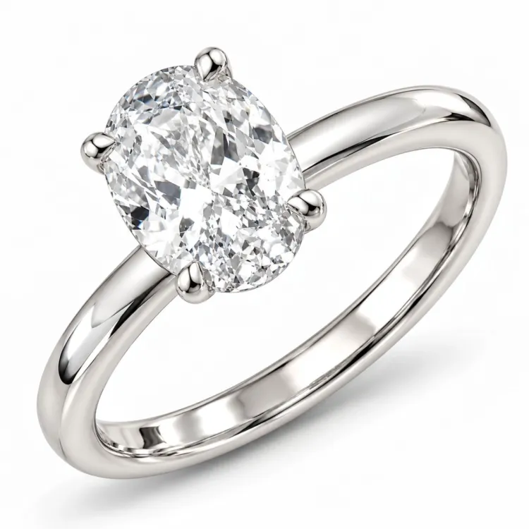 oval lab grown diamant solitärring i 14  karat vitguld 2,0 ct