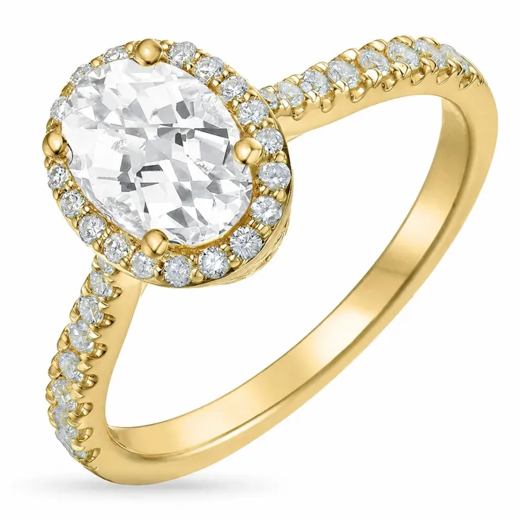 oval lab grown diamant ring i 14  karat guld 1,0 ct 0,33 ct