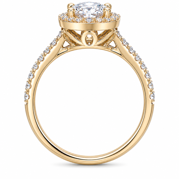 oval lab grown diamant ring i 14  karat guld 1,0 ct 0,33 ct