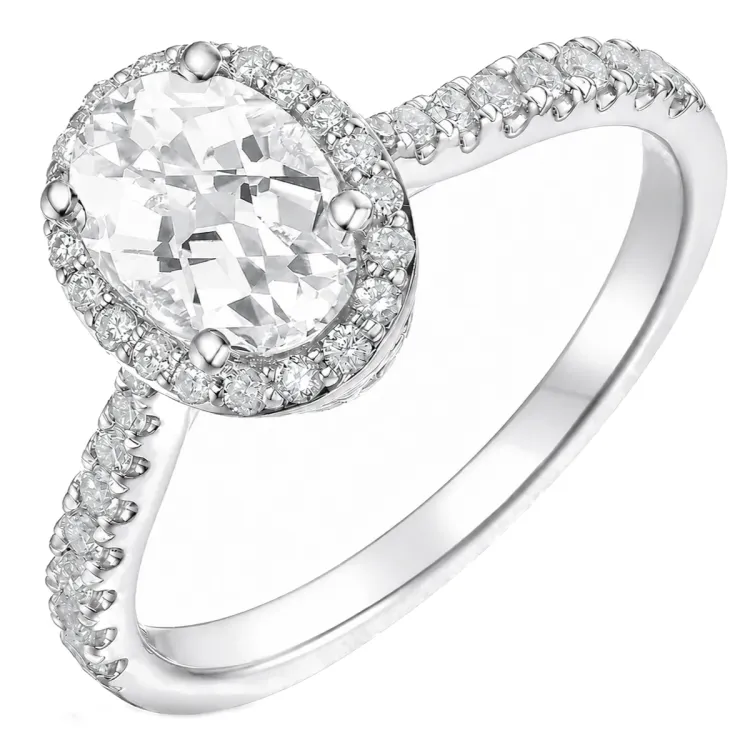 oval lab grown diamant ring i 14  karat vitguld 1,0 ct 0,33 ct