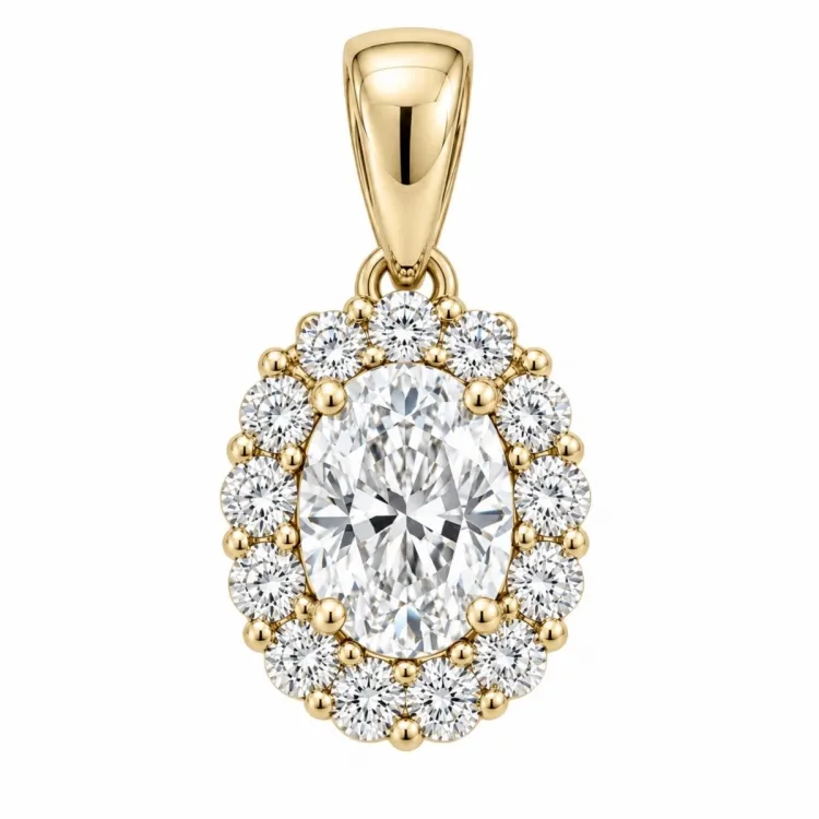 lab grown diamant hängen i 14  carat guld 0,46 ct 0,26 ct