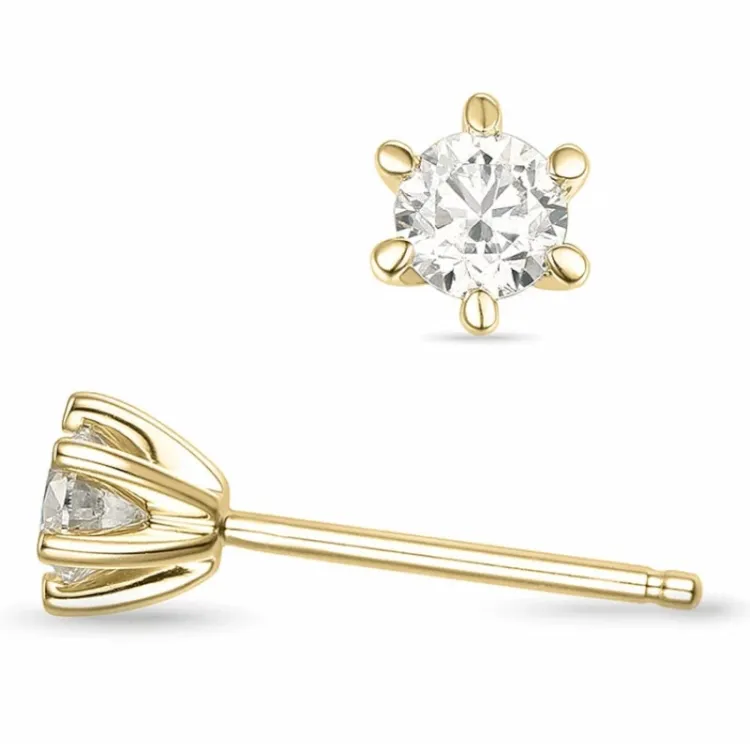 2 x 0,30 ct lab grown diamant solitäreörhängestift i 14 karat guld med lab grown diamant 