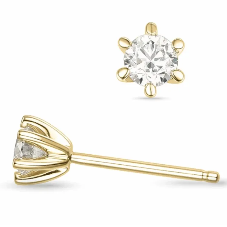 2 x 0,40 ct lab grown diamant solitäreörhängestift i 14 karat guld med lab grown diamant 