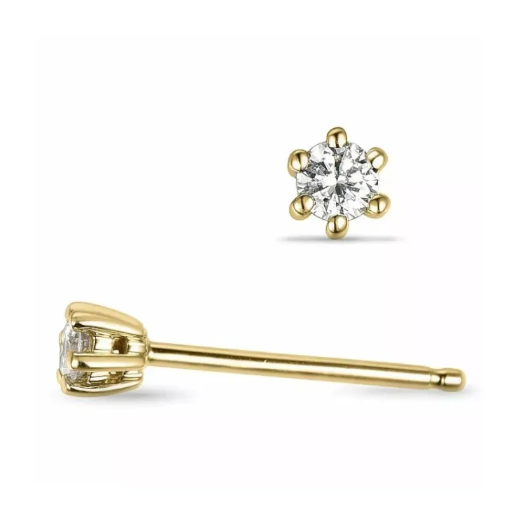 2 x 0,05 ct lab grown diamant solitäreörhängestift i 14 karat guld med lab grown diamant 