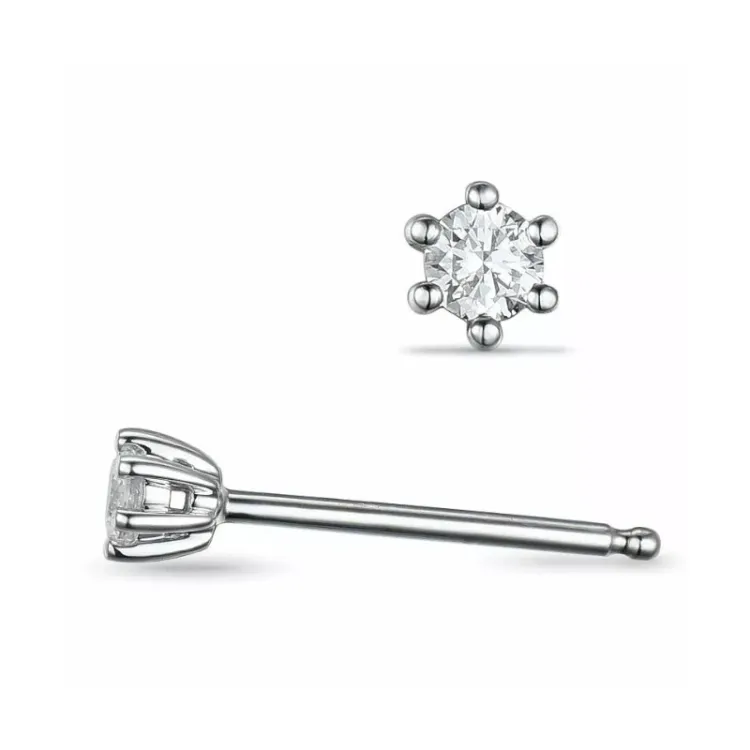 2 x 0,05 ct lab grown diamant solitäreörhängestift i 14 karat vitguld med lab grown diamant 
