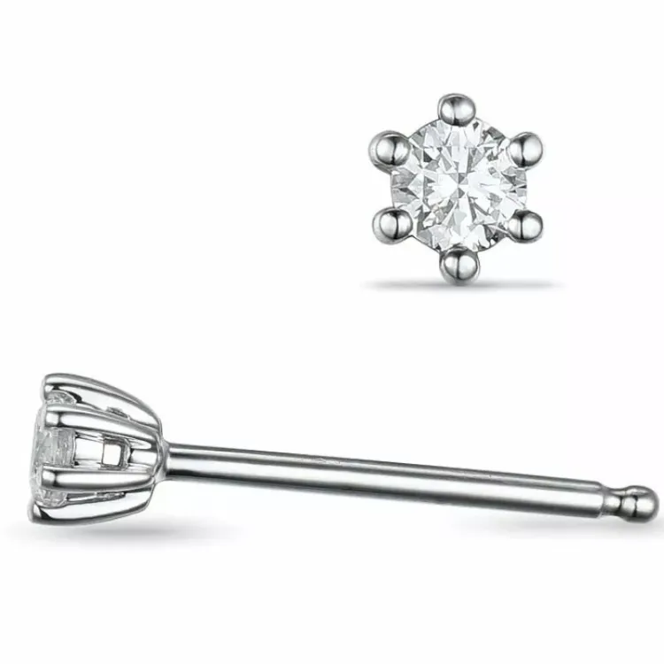 2 x 0,20 ct lab grown diamant solitäreörhängestift i 14 karat vitguld med lab grown diamant 