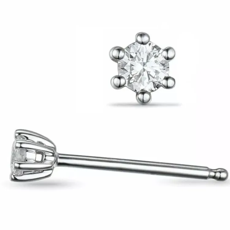 2 x 0,30 ct lab grown diamant solitäreörhängestift i 14 karat vitguld med lab grown diamant 
