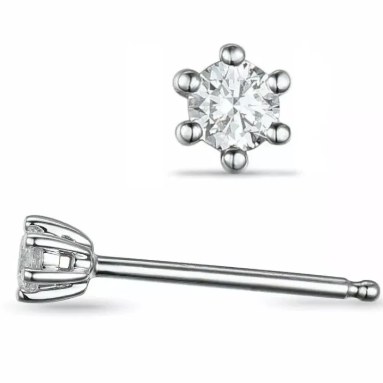 2 x 0,40 ct lab grown diamant solitäreörhängestift i 14 karat vitguld med lab grown diamant 