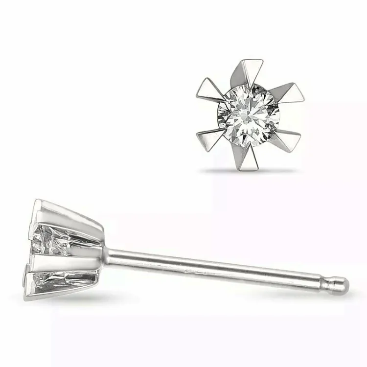 2 x 0,05 ct lab grown diamant solitäreörhängestift i 14 karat vitguld med lab grown diamant 