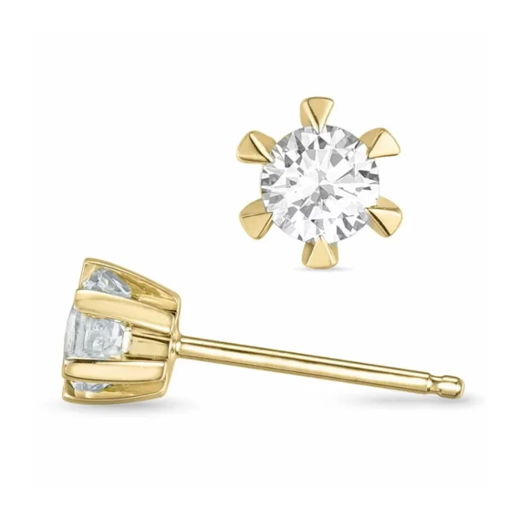 2 x 0,10 ct lab grown diamant solitäreörhängestift i 14 karat guld med lab grown diamant 