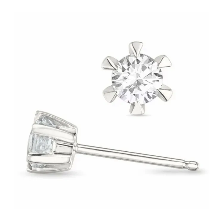 2 x 0,10 ct lab grown diamant solitäreörhängestift i 14 karat vitguld med lab grown diamant 