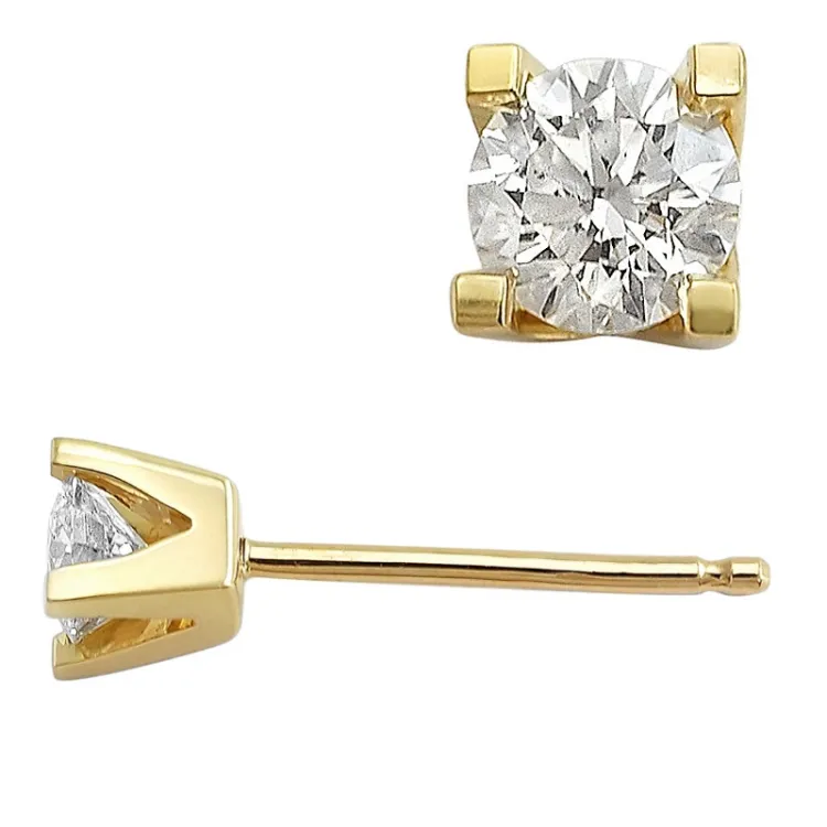 2 x 0,50 ct lab grown diamant solitäreörhängestift i 14 karat guld med lab grown diamant 