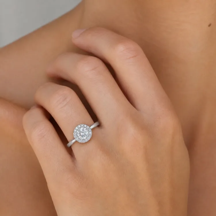 lab grown diamant ring i 14  karat vitguld 1,0 ct 0,21 ct