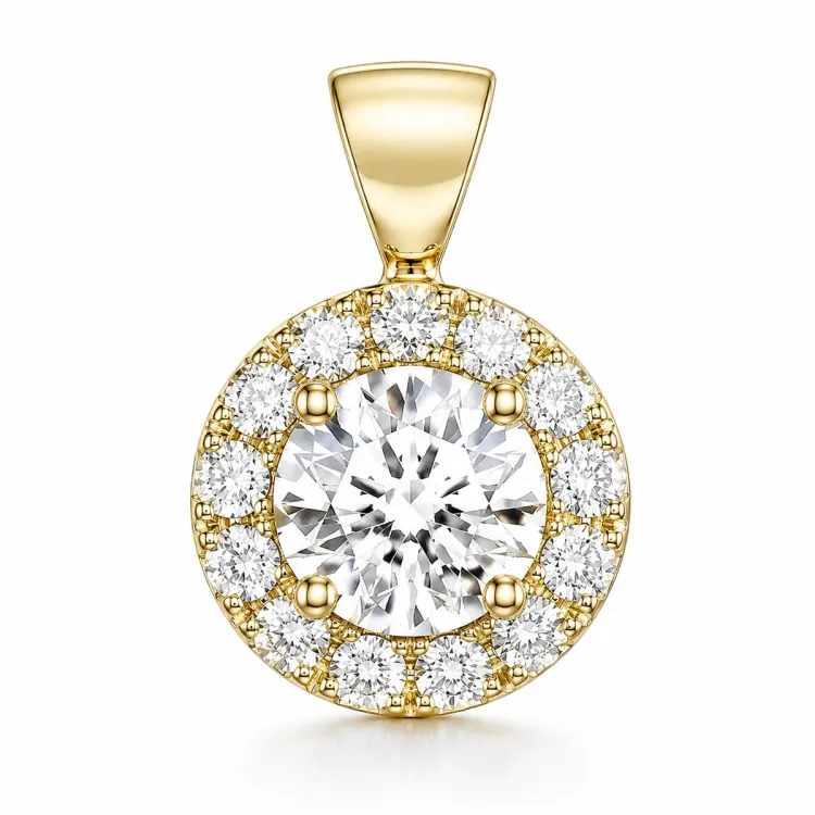 lab grown diamant hängen i 14  carat guld 0,50 ct 0,23 ct