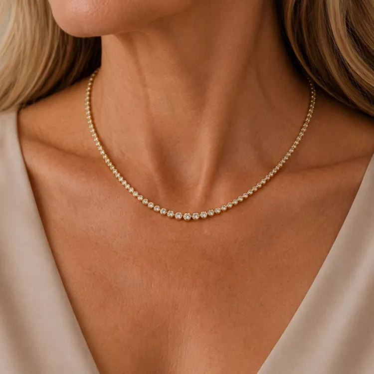 42 cm lab grown diamant halsband i 14  carat guld 5,76 ct