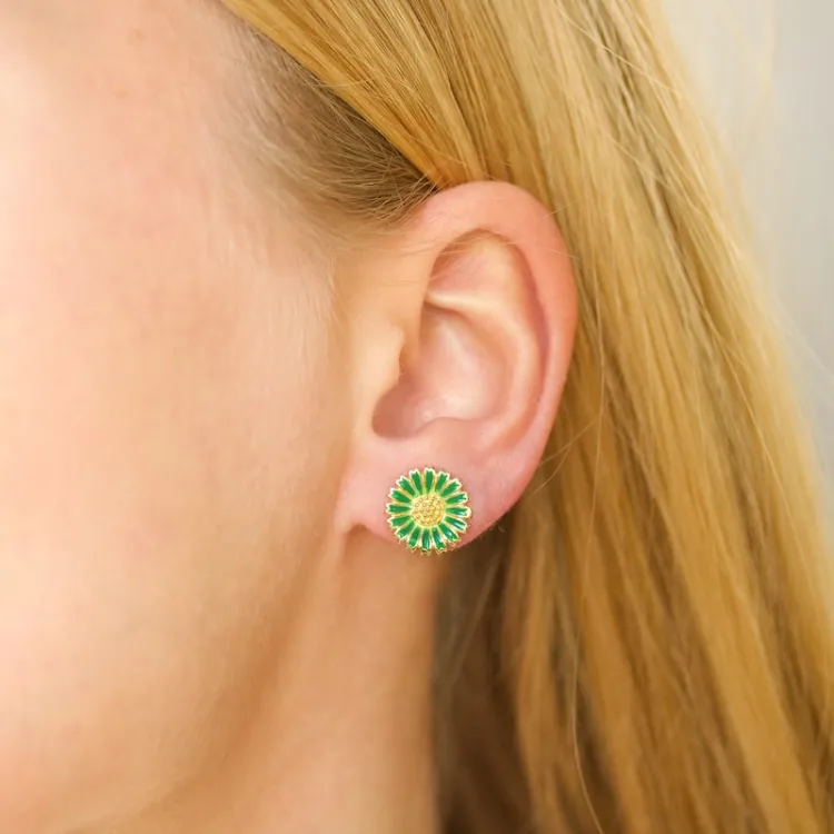 11,5 mm prästkrage mörkgröna örhängen i förgyllt silver - Marie
