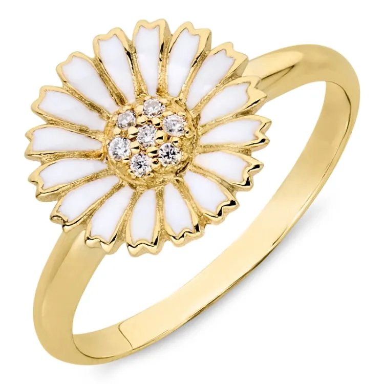 prästkrage zirkon ring i förgyllt silver - Marie
