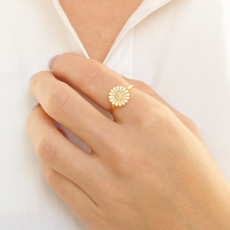 prästkrage zirkon ring i förgyllt silver - Marie