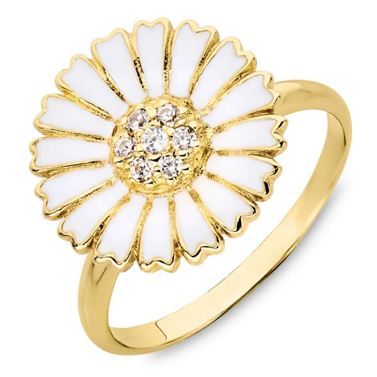 prästkrage zirkon ring i förgyllt silver - Marie