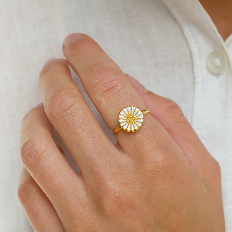 12 mm prästkrage ring i förgyllt silver - Marie