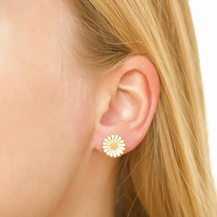12 mm prästkrage örhängestift i förgyllt silver - Marie
