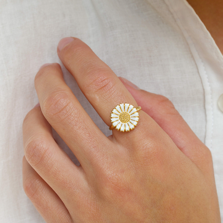 15 mm prästkrage ring i förgyllt silver - Marie