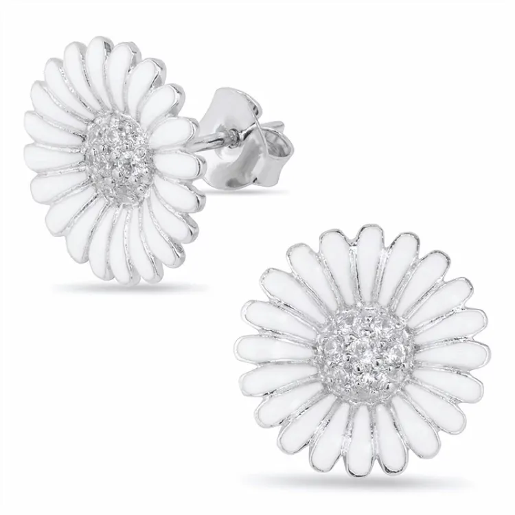 14,5 mm prästkrage örhängestift i rhodinerat silver - Matilda