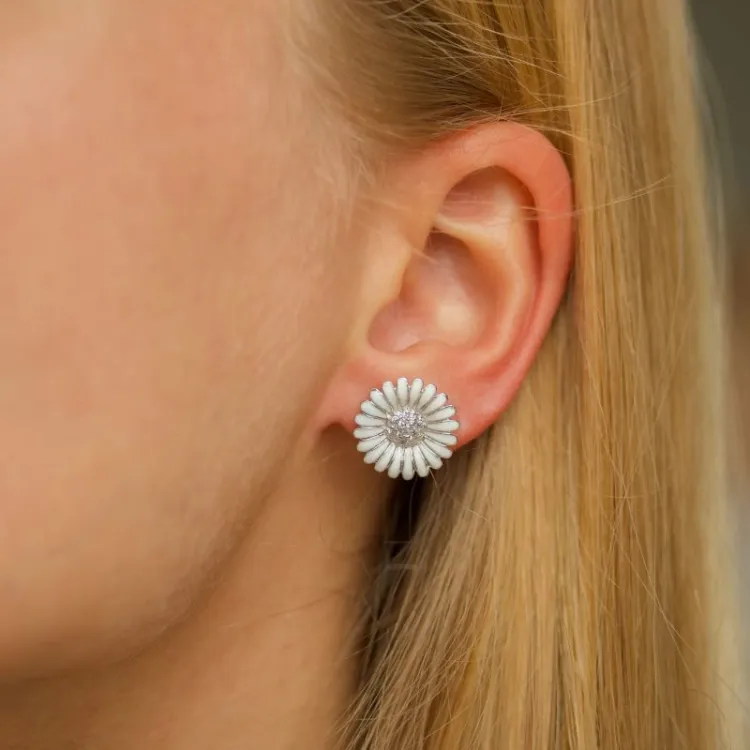14,5 mm prästkrage örhängestift i rhodinerat silver - Matilda