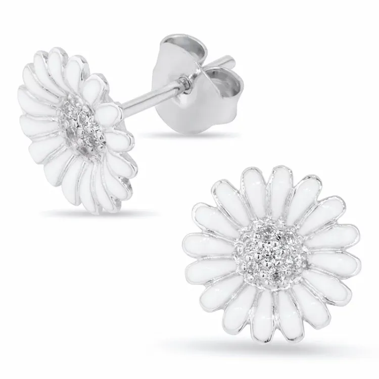 10 - 11 mm prästkrage örhängestift i rhodinerat silver - Matilda