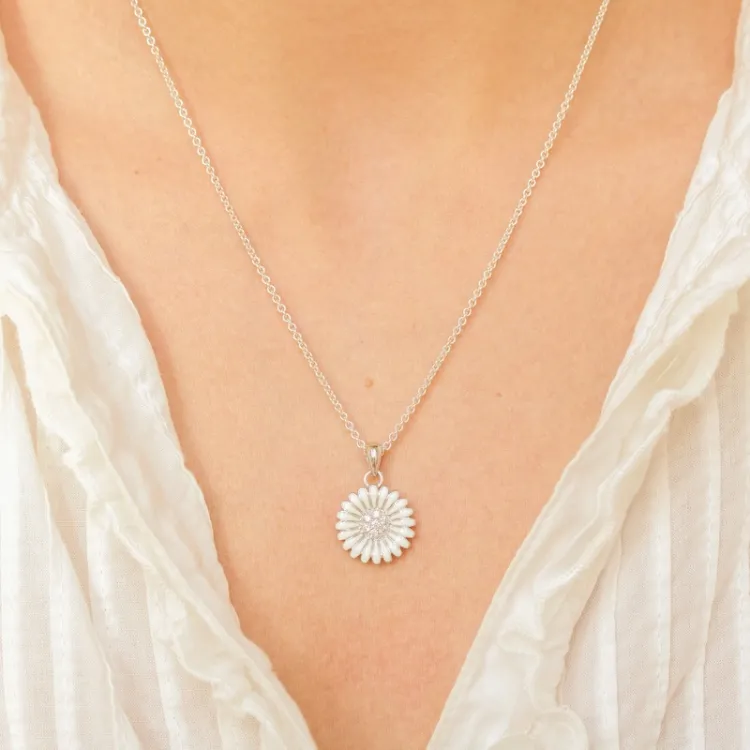 14 mm prästkrage zirkon halsband i silver - Matilda