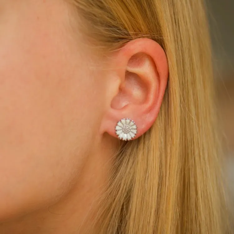 12 mm prästkrage örhängestift i rhodinerat silver - Marie