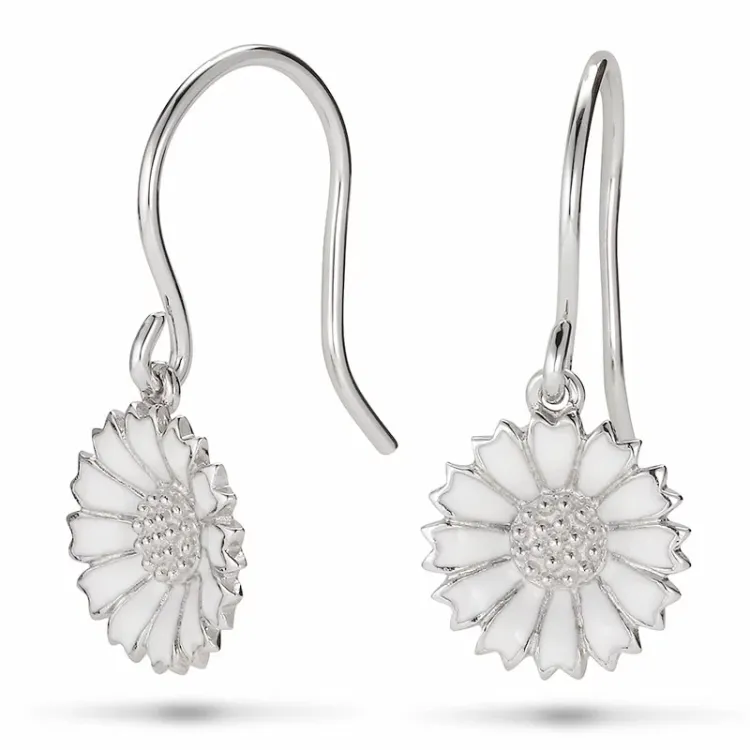12 mm prästkrage örhängen i rhodinerat silver - Marie