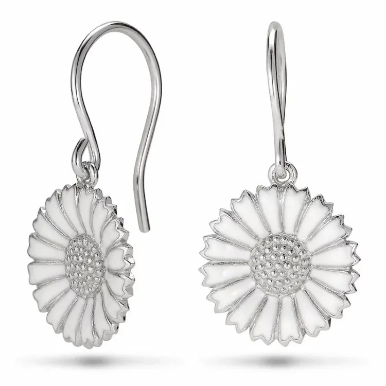 15 mm prästkrage örhängen i rhodinerat silver - Marie