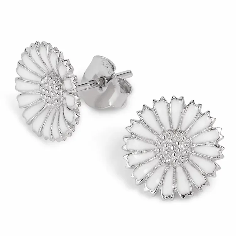 12 mm prästkrage örhängen i rhodinerat silver - Marie