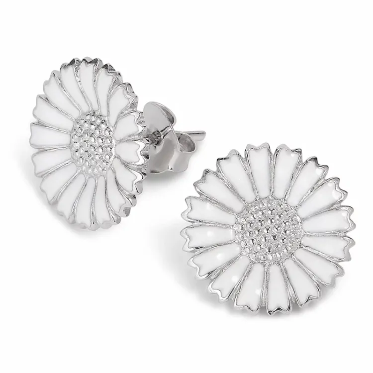12 mm prästkrage örhängen i rhodinerat silver - Marie