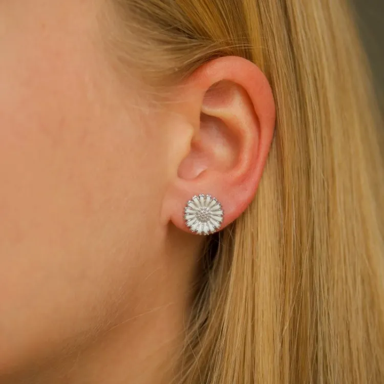 12 mm prästkrage örhängen i rhodinerat silver - Marie