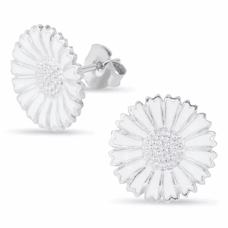 15 mm prästkrage örhängen i rhodinerat silver - Marie