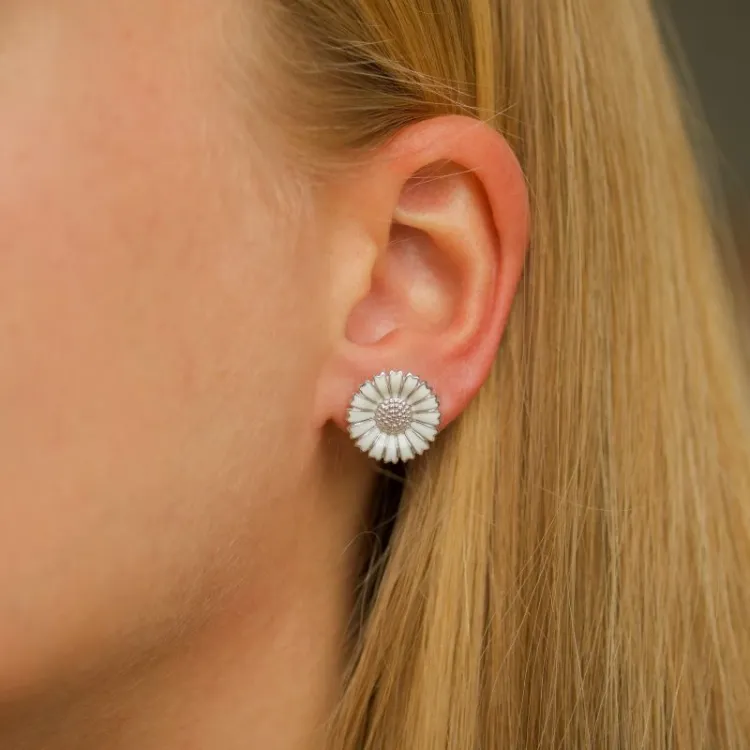 15 mm prästkrage örhängen i rhodinerat silver - Marie