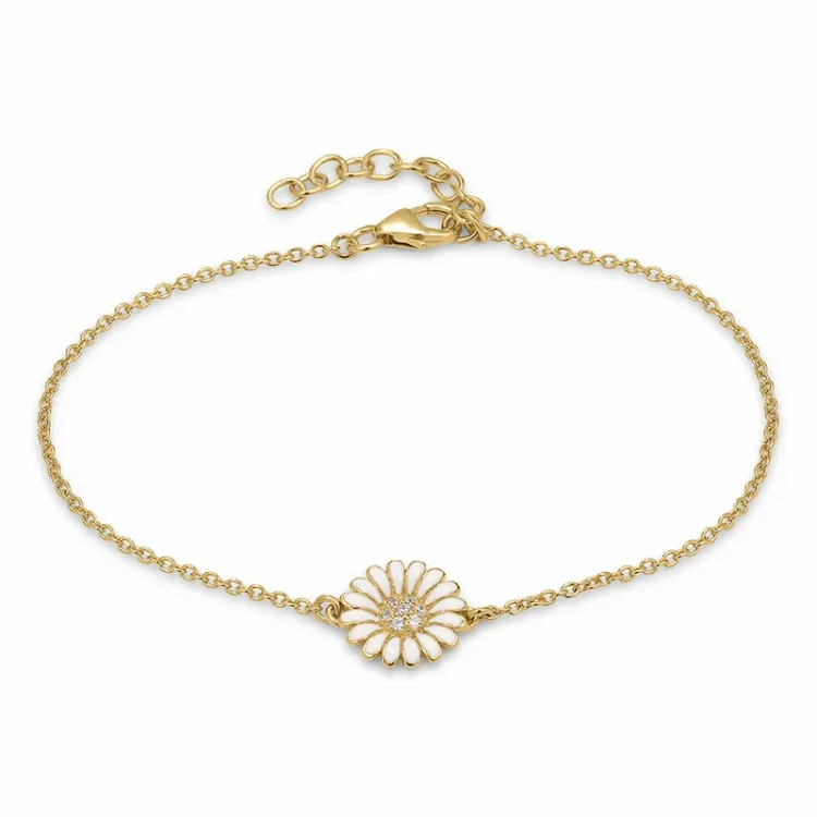 11 mm prästkrage zirkon armband i förgyllt silver med prästkrage hanger i förgyllt silver - Matilda