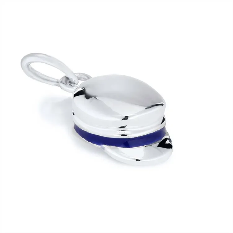 blå studentmössa charm i silver 