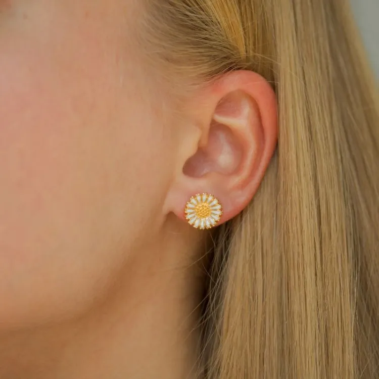 12 mm prästkrage blå örhängestift i förgyllt silver - Marie