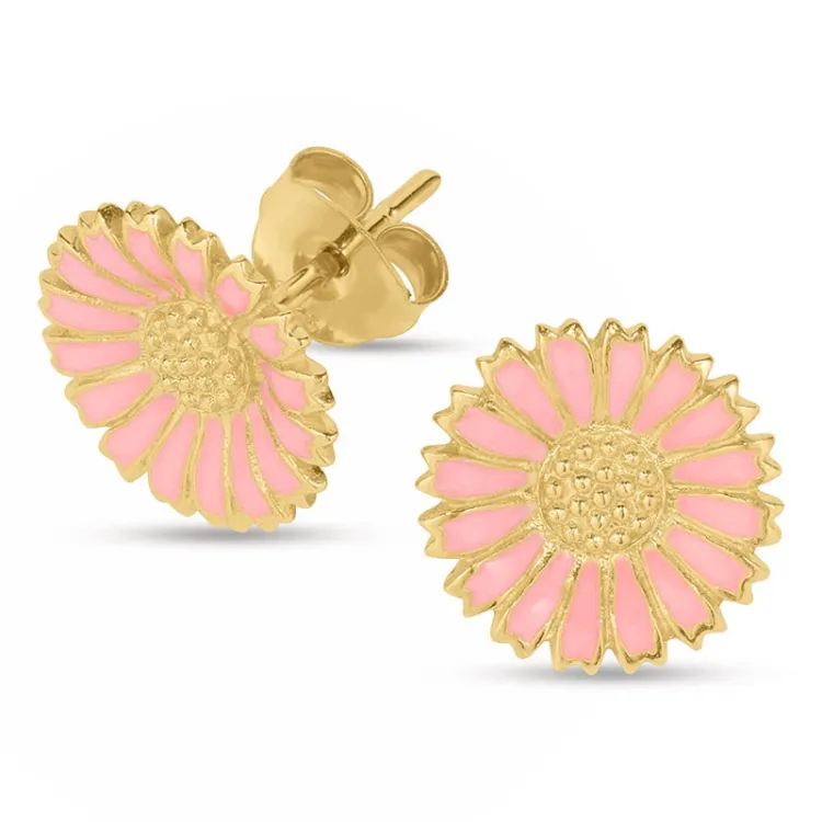 12 mm prästkrage rosa örhängen i förgyllt silver - Marie