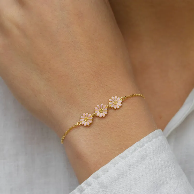 prästkrage rosa armband i förgyllt silver - Maggie