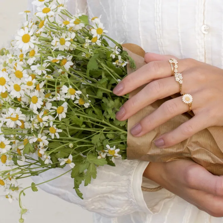 5 mm prästkrage vit ring i förgyllt silver - Majse
