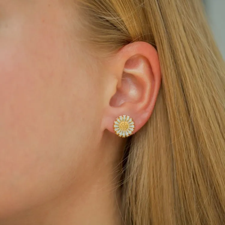 11 - 12 mm prästkrage blå örhängestift i förgyllt silver - Marie