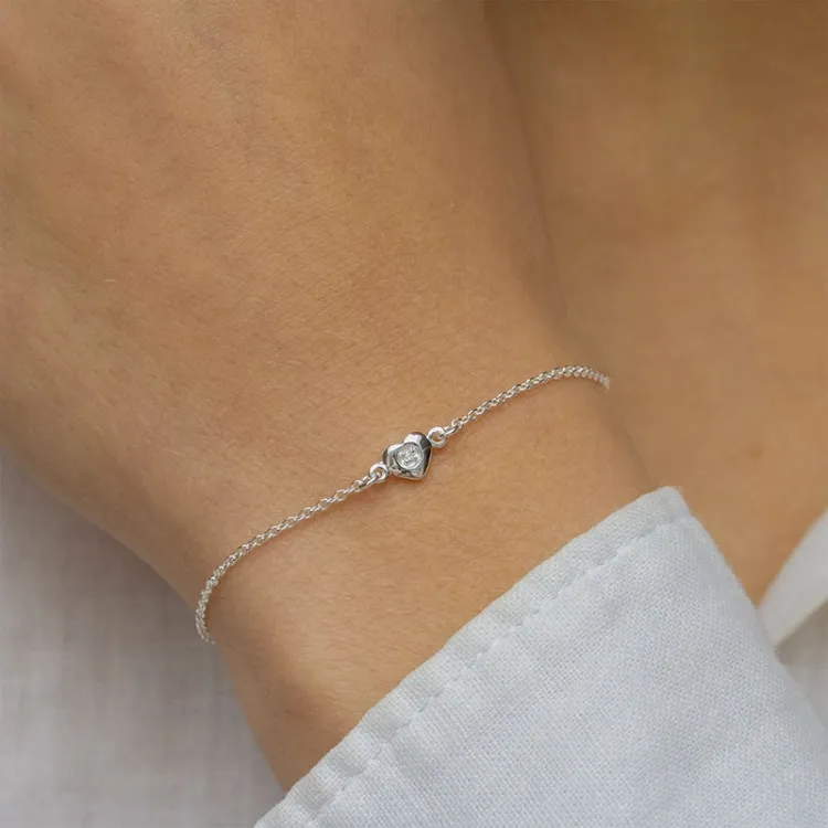 hjärta zirkon armband i silver - Amoré