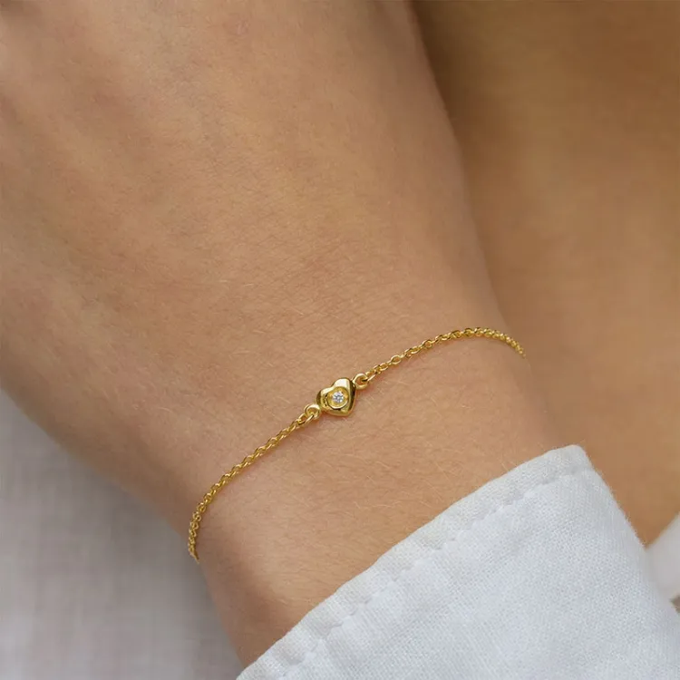 hjärta zirkon armband i förgyllt silver - Amoré