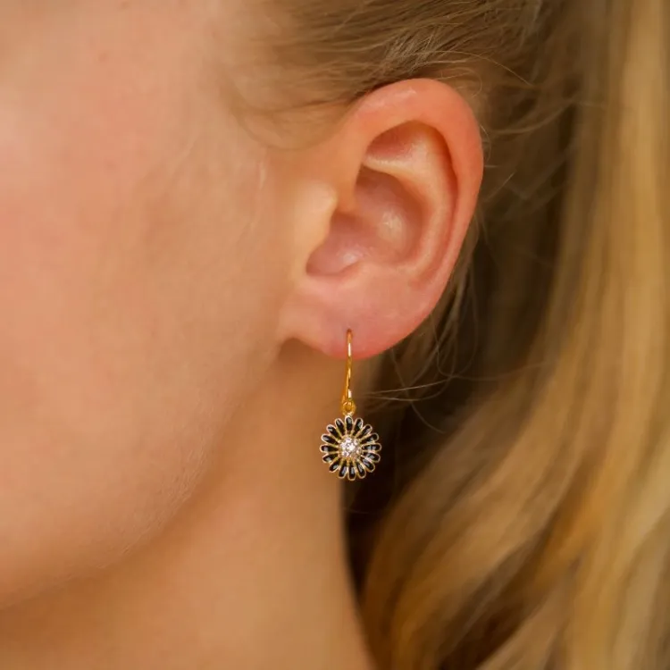 11 mm prästkrage svarta örhängen i förgyllt silver - Matilda