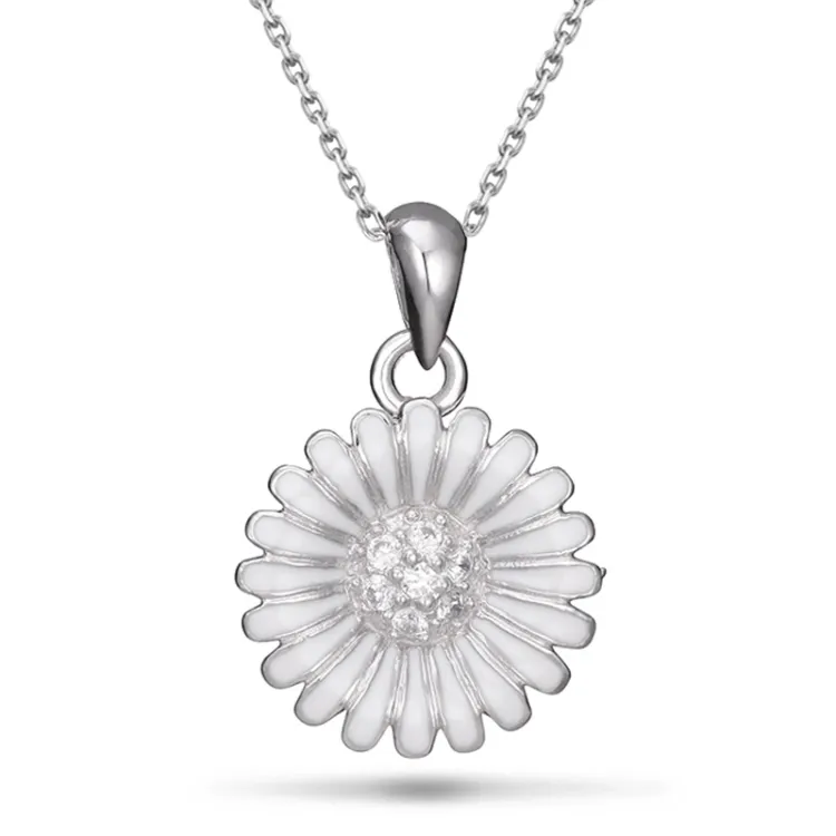 14 mm prästkrage zirkon halsband i silver - Matilda