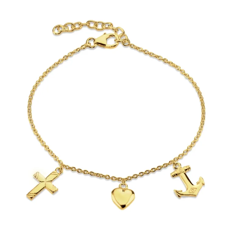 tro-hopp-kärlek armband i förgyllt silver - Amoré